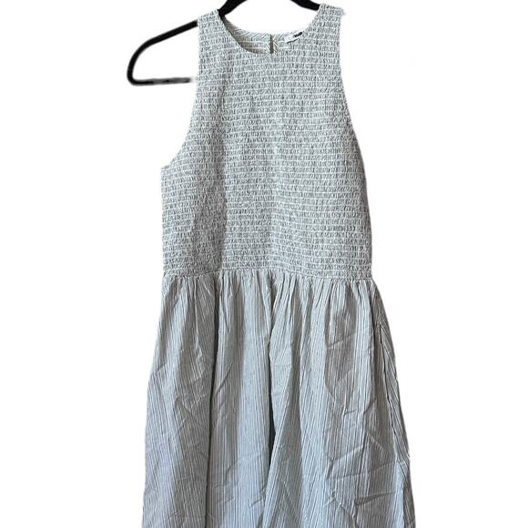 madewell the melody smocked midi dress pistachio stripe np125 women small - Picture 4 of 8